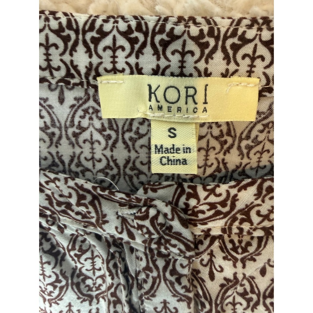 Kori America Blouse Womens S Boho Lace Crochet Damask Print Excellent - Picture 3 of 11